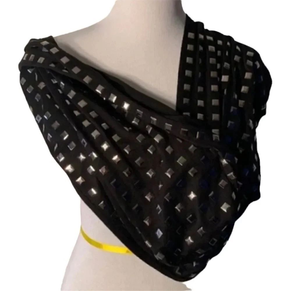 Infinity Scarf with Decorative Studs on Front Side Only